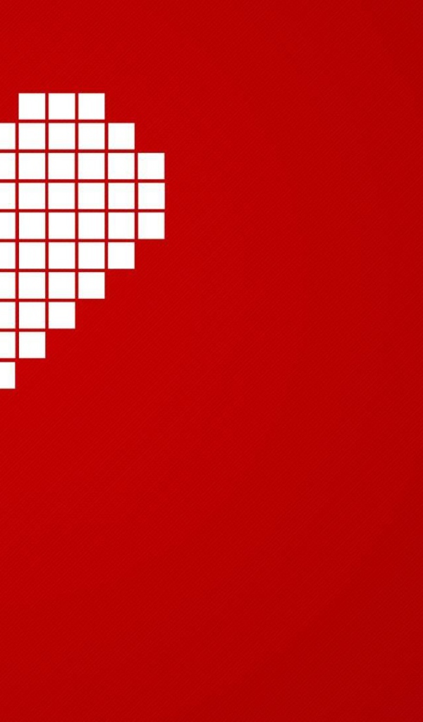 Сердце из квадратиков на красном фоне