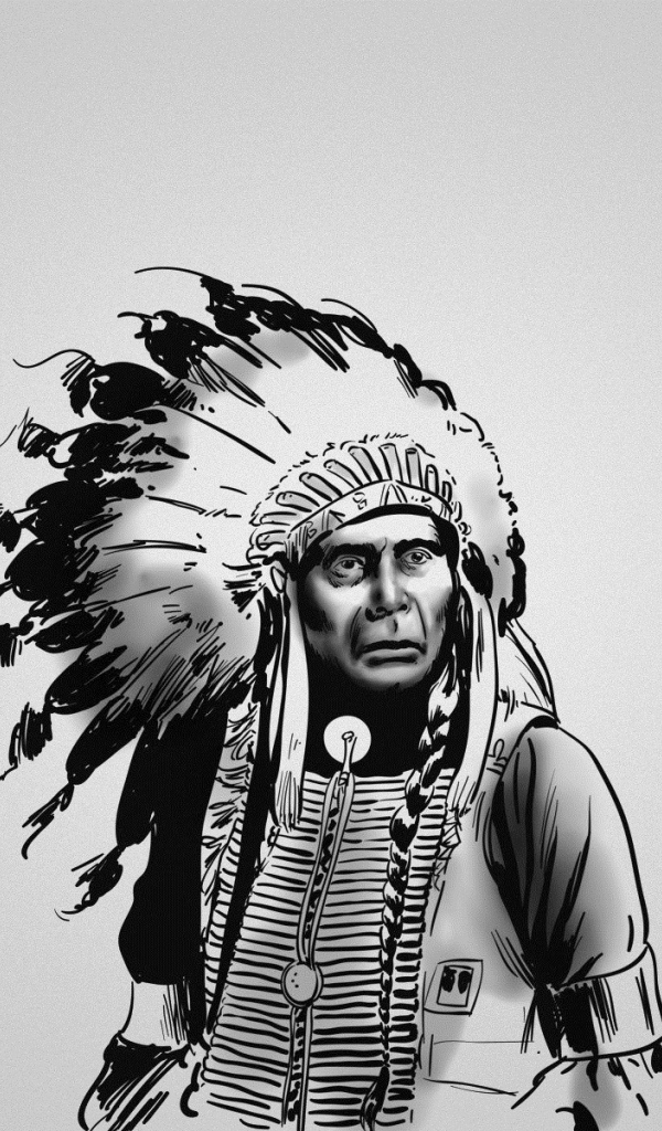 Изображение индейца на сером фоне