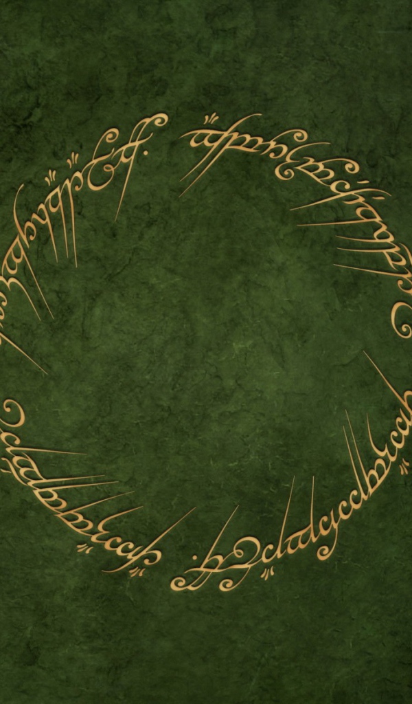 Надписи с кольца всевластия на зеленом фоне