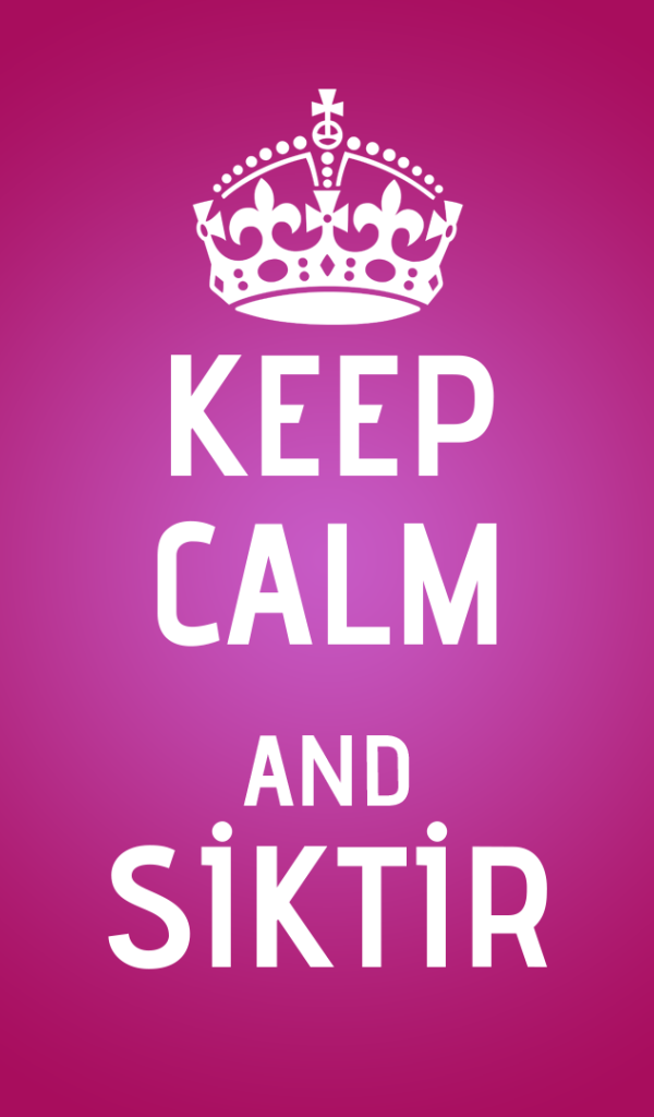 Сохраняйте спокойствие и идите прочь, сиреневый фон