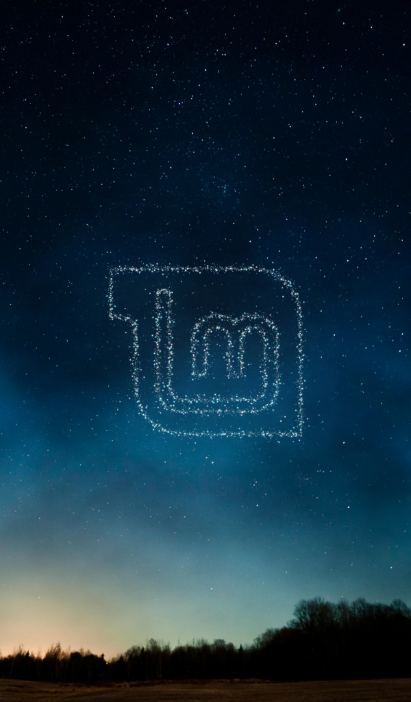 Логотип Linux Mint из звезд в небе