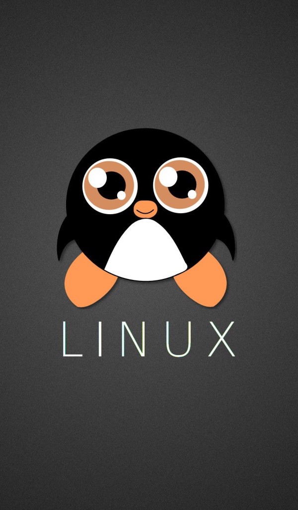 Пингвин Линукс, серый фон