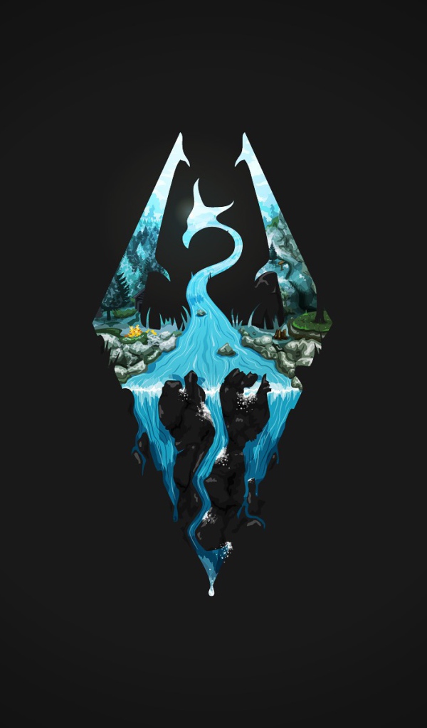 Логотип игры The Elder Scrolls,  черный фон