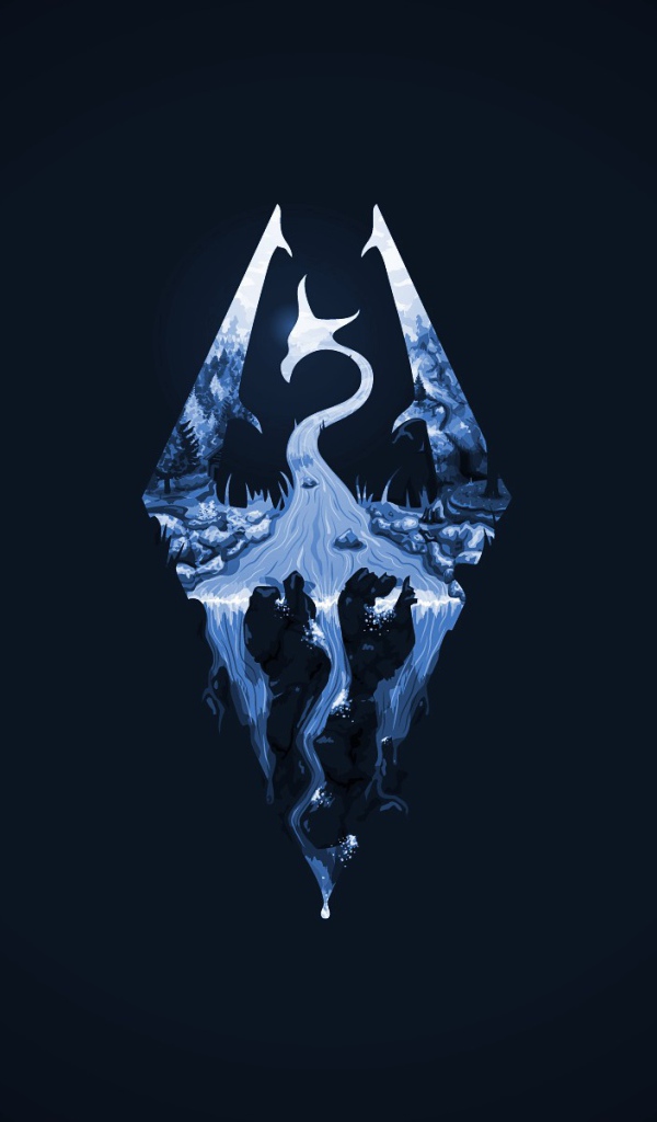 Логотип игры The Elder Scrolls, синий фон