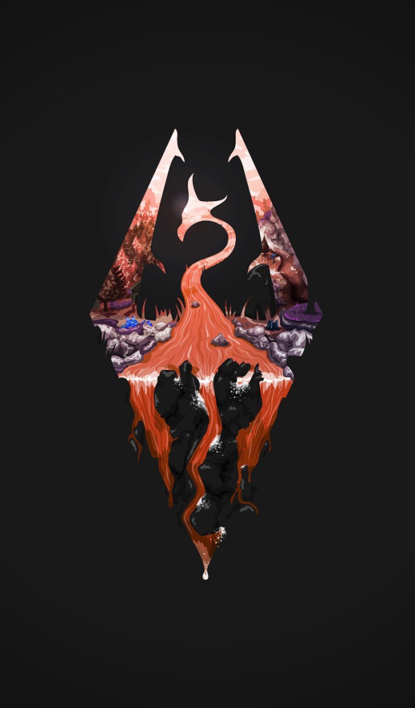 Логотип игры The Elder Scrolls, серый фон