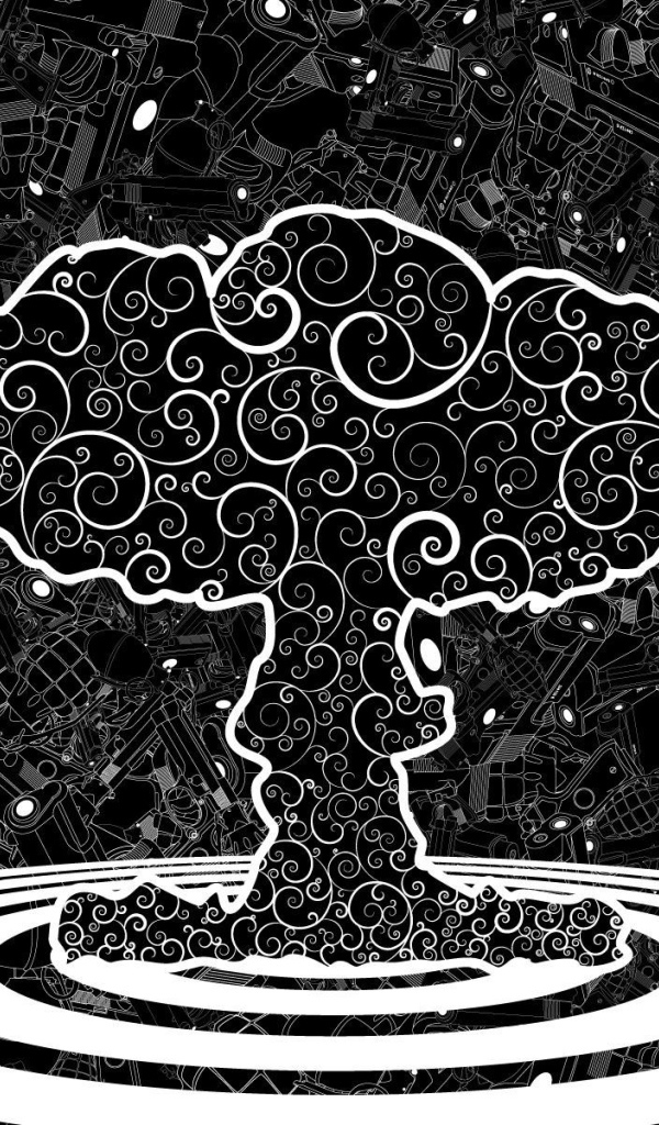 Монохромное абстрактное изображение атомного взрыва