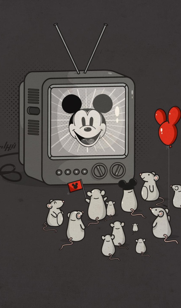 Мышки смотрят мультфильм с Микки-Маусом