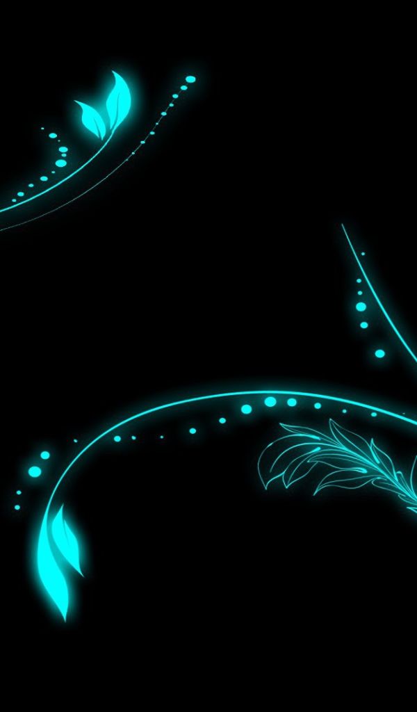 Неоновые цветы на черном фоне