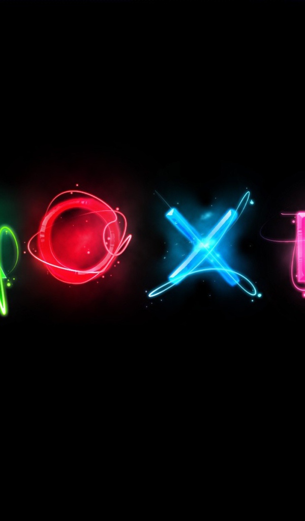 Неоновые геометрические фигуры на черном фоне