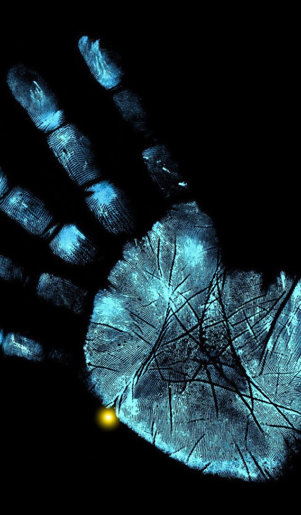 Неоновый отпечаток руки