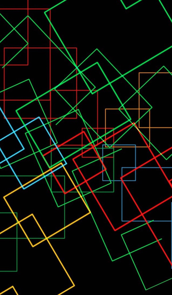 Неоновые квадраты на черном фоне