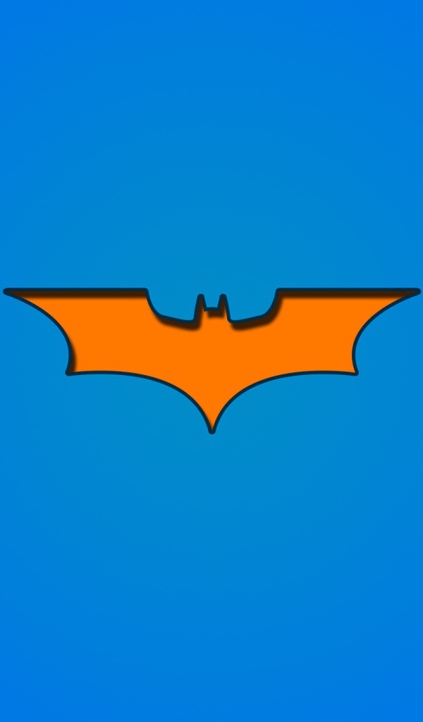 Оранжевый символ Бетмана на голубом фоне