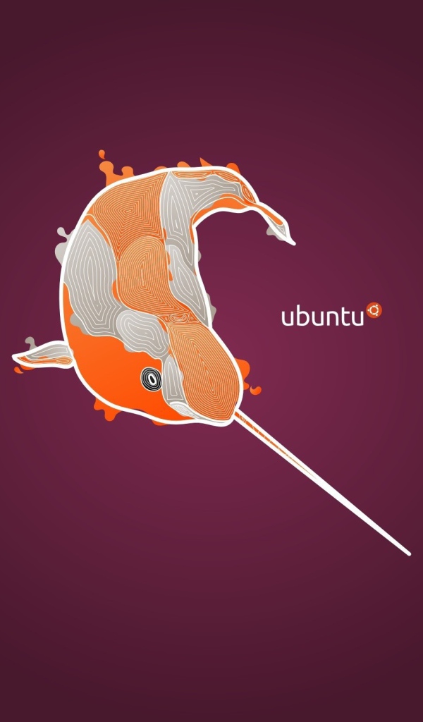 Оранжевый нарвал, фон Ubuntu