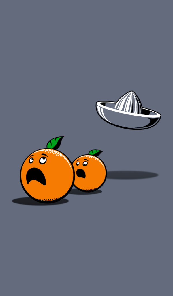 Апельсины убегают от соковыжималки