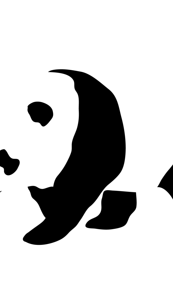 Панда, черно белый фон