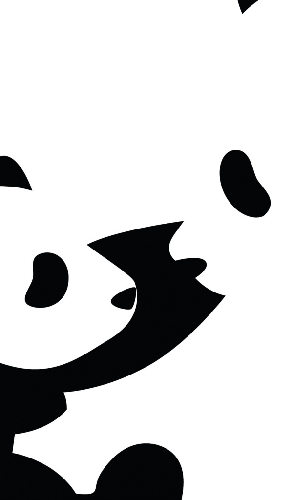 Панда с детенышем, черно белый фон