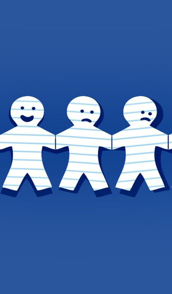 Человечки из бумаги, синий фон