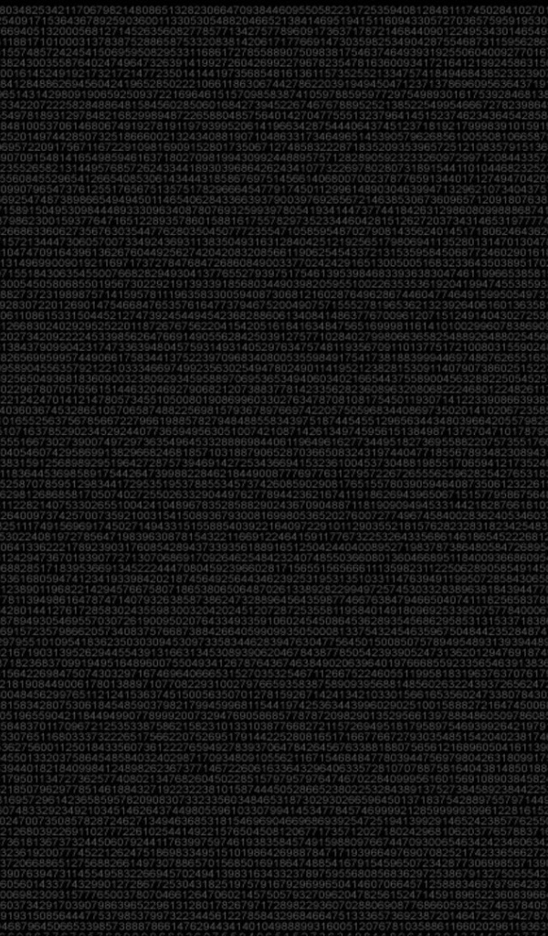 Число ПИ, цифры на черном фоне