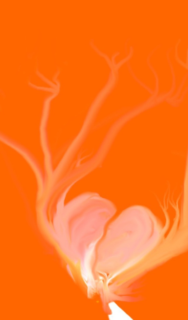 Розовое сердце на оранжевом фоне