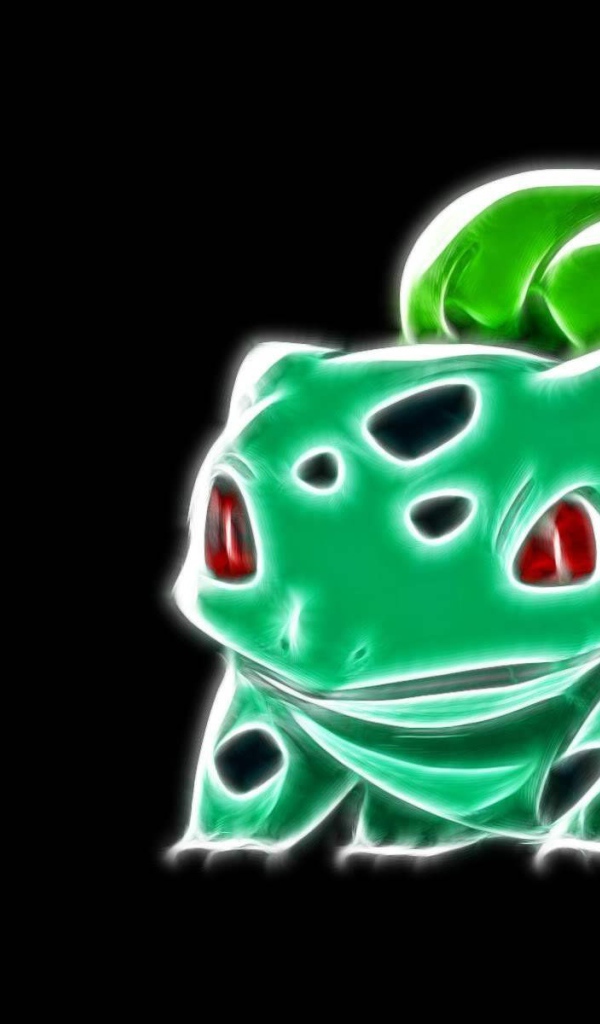 Покемон Бульбазавр на черном фоне