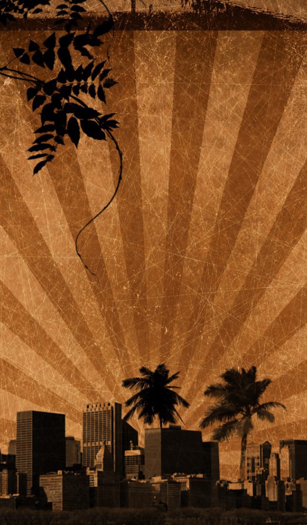 Лучи солнца над городом, фон