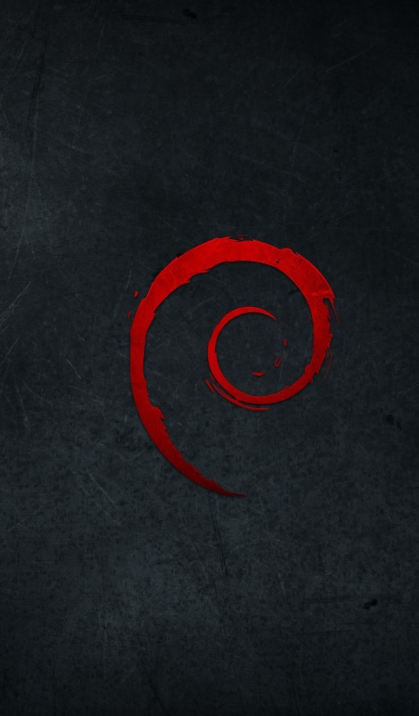 Красный символ Debian на черном фоне