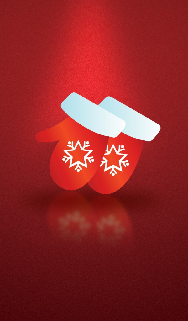Перчатки Санты, красный фон
