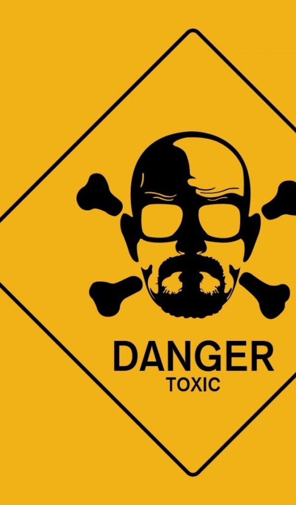 Знак опасно токсично, желтый фон