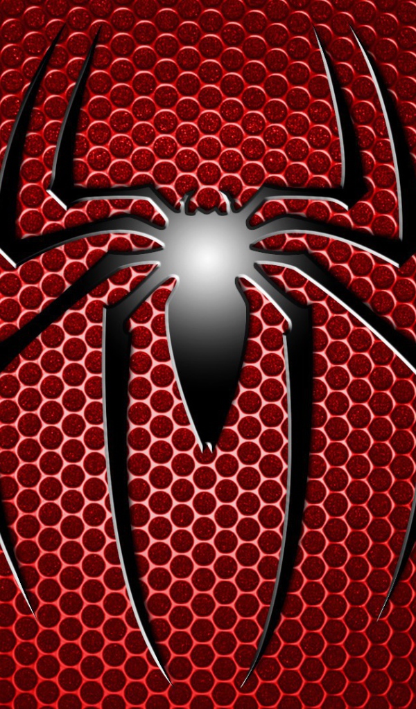 Силуэт черного паука на красной решетке