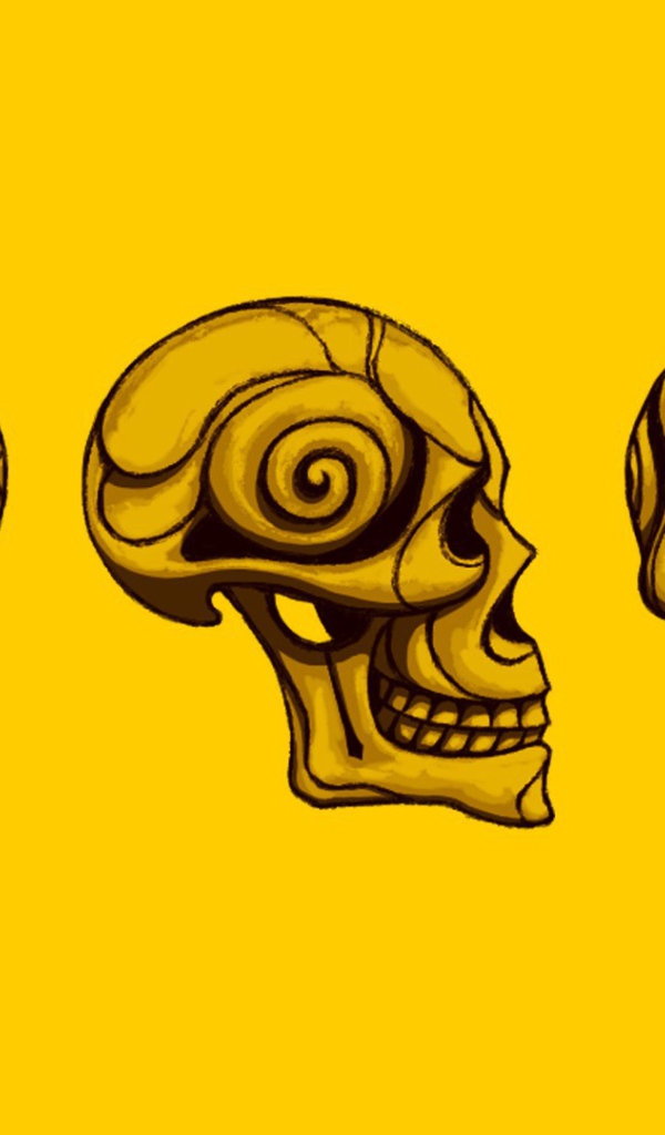 Черепа на желтом фоне