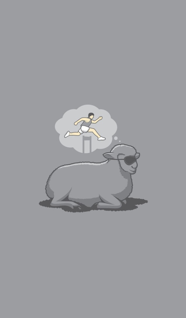 Спящая овца, серый фон