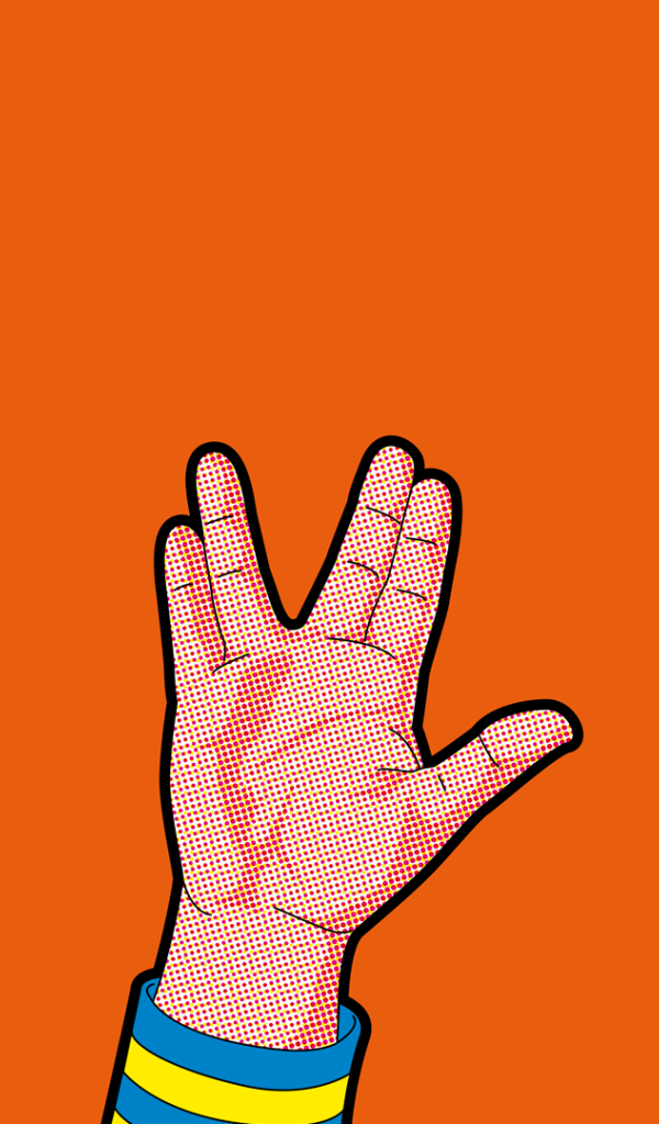 Рука Спока, оранжевый фон