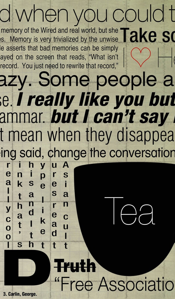 Фон из надписей, чай