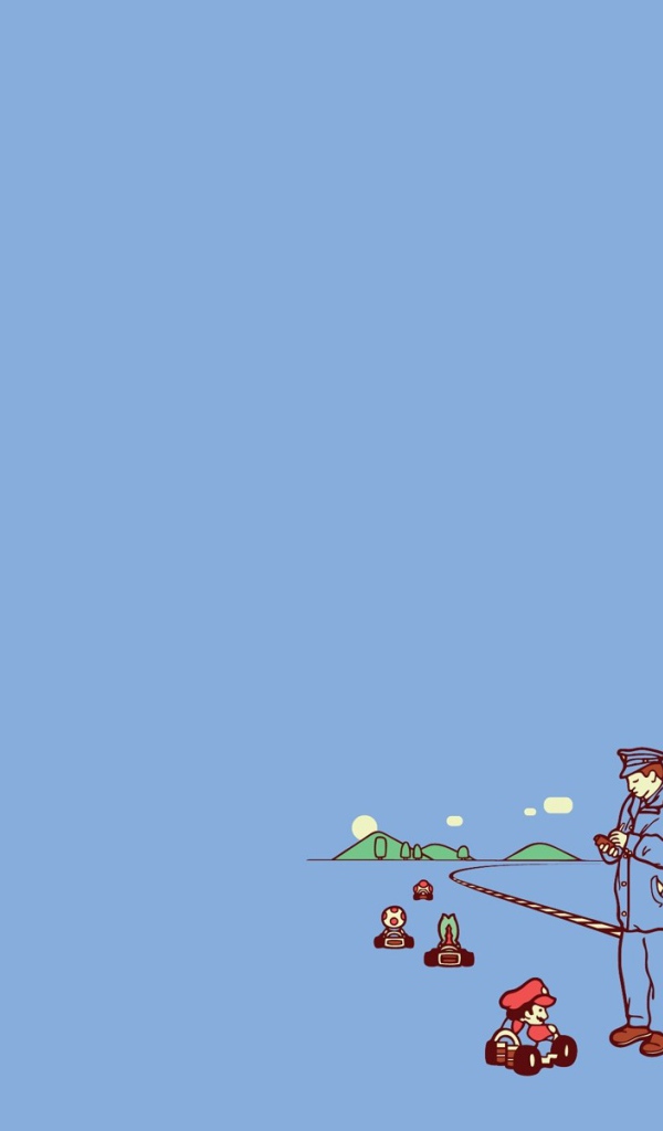 Полицейский остановил Марио на дороге, фон