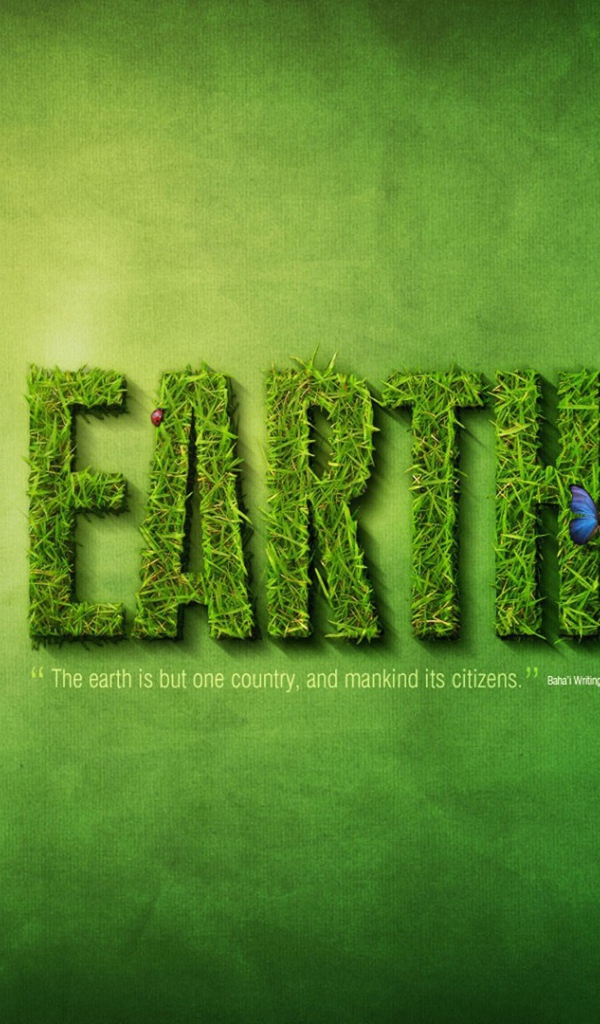 Надпись Земля из травы, зеленый фон