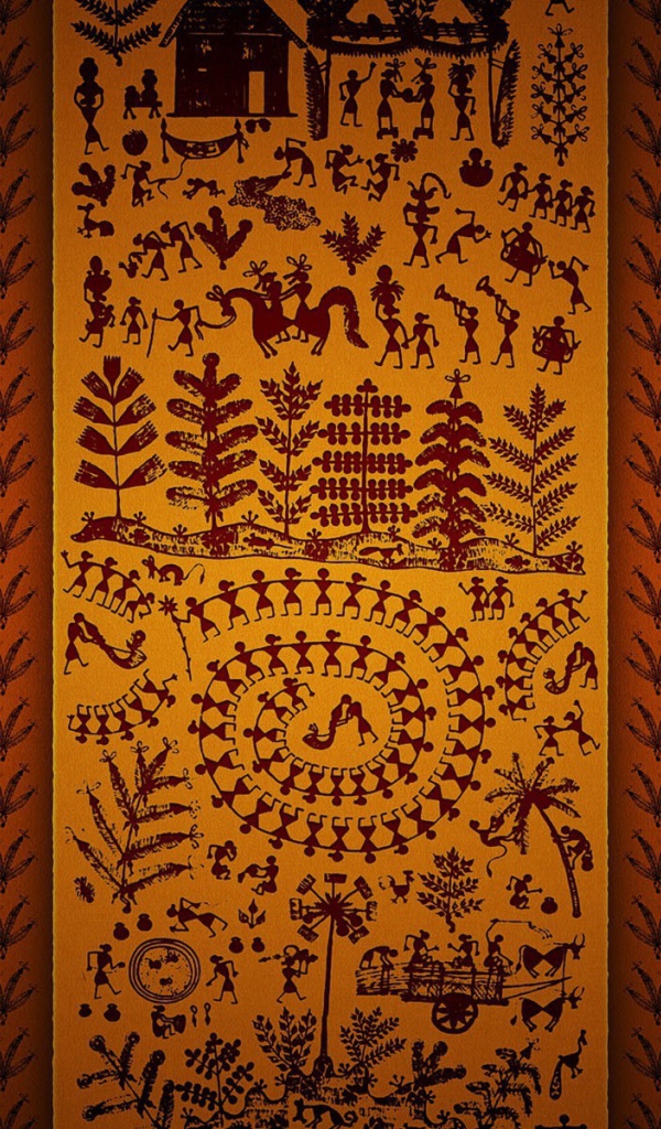 Традиционные орнаменты, красный фон