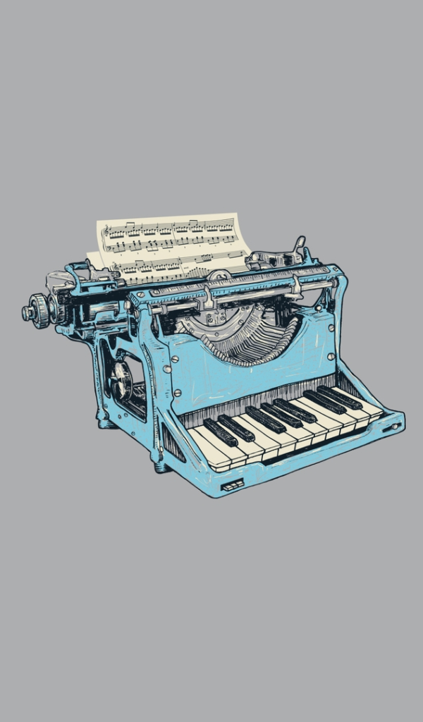 Печатная машинка для нот, фон