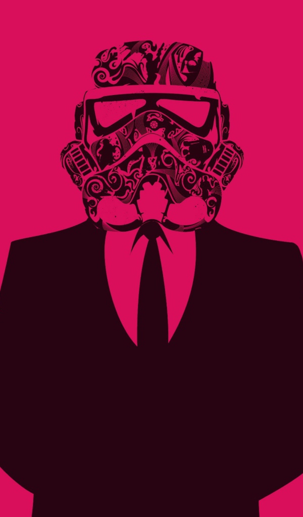 Вейдер в костюме, розовый фон