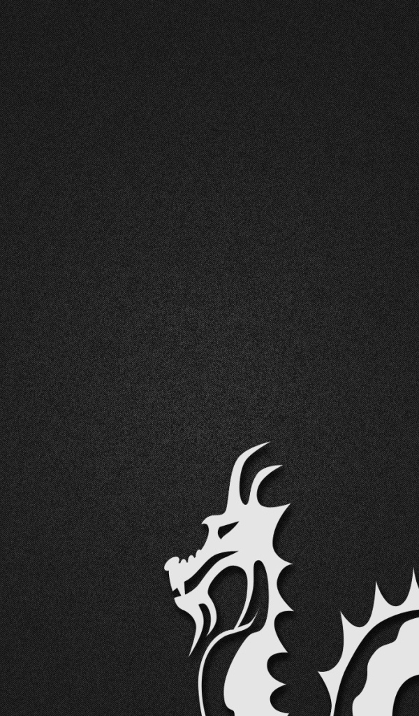 Белый дракон, черный фон