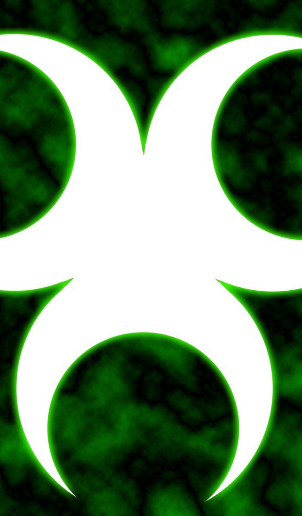 Белый знак био опасности на зеленом фоне