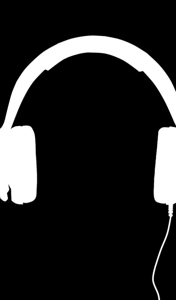 Белые наушники, черный фон