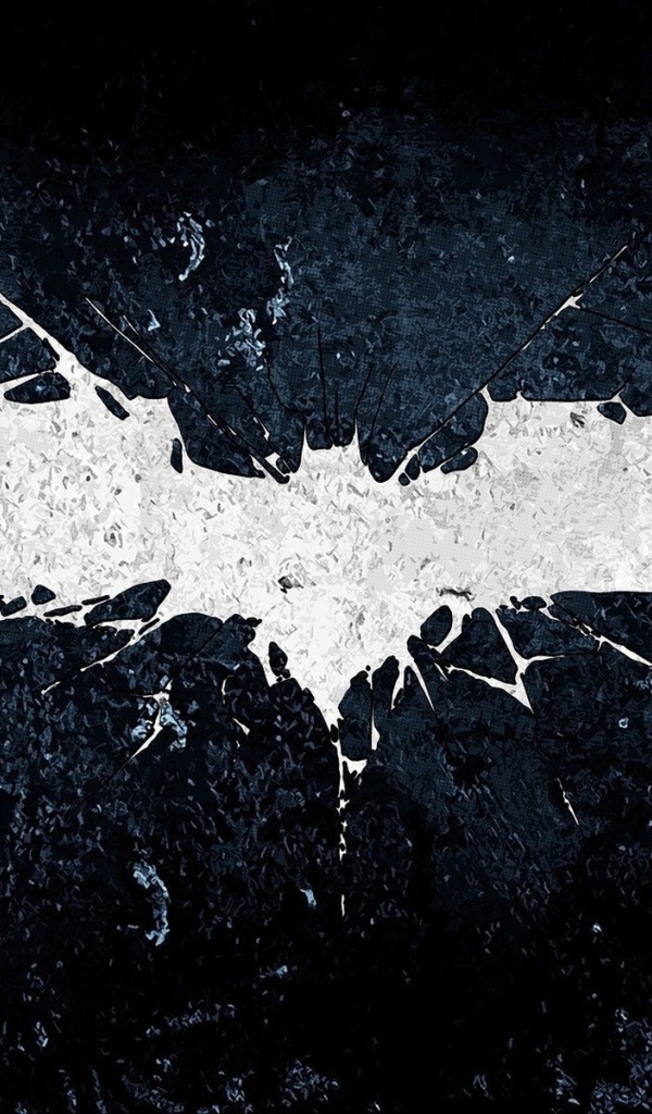 Белый символ летучей мыши на черном фоне