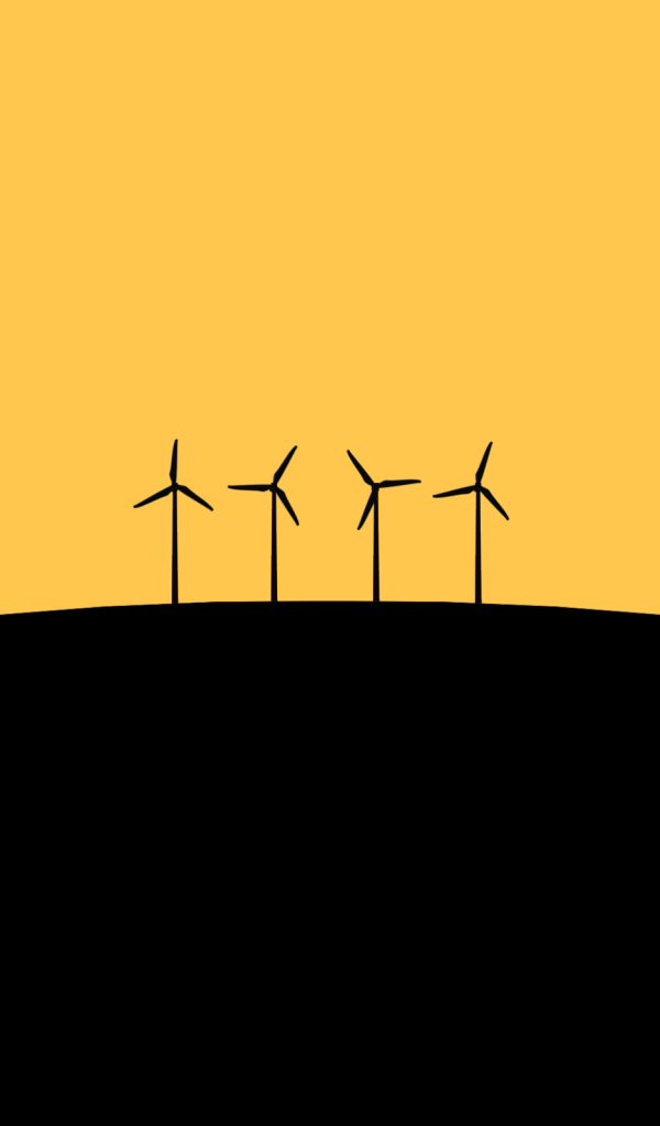 Ветрогенераторы, черно оранжевый фон