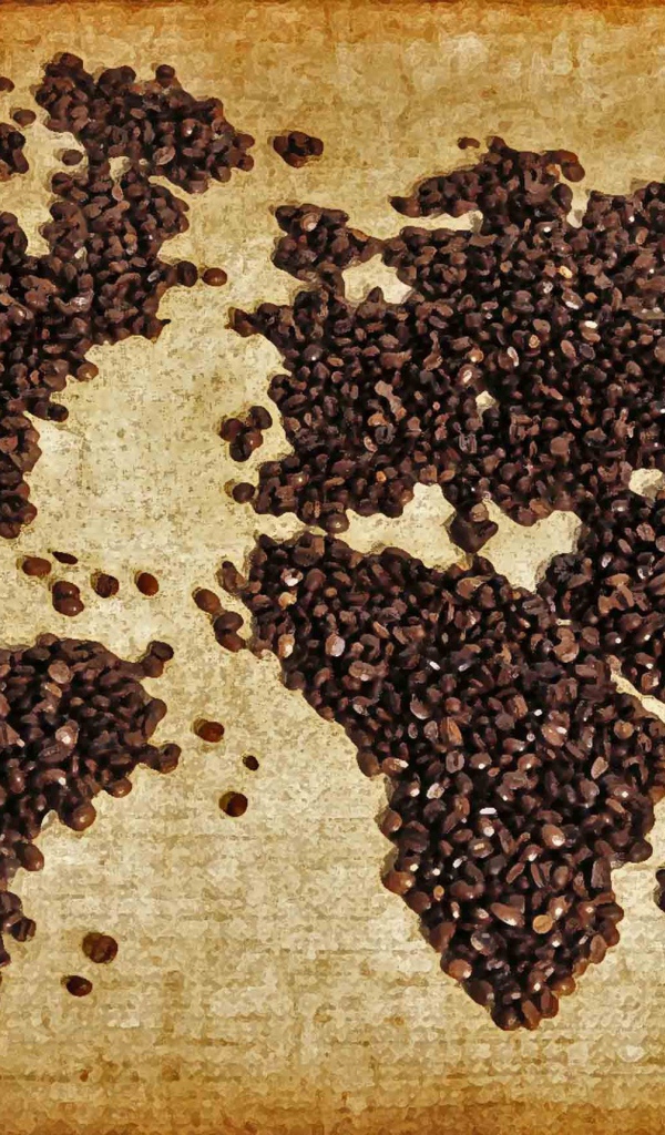 Карта мира из молотого кофе