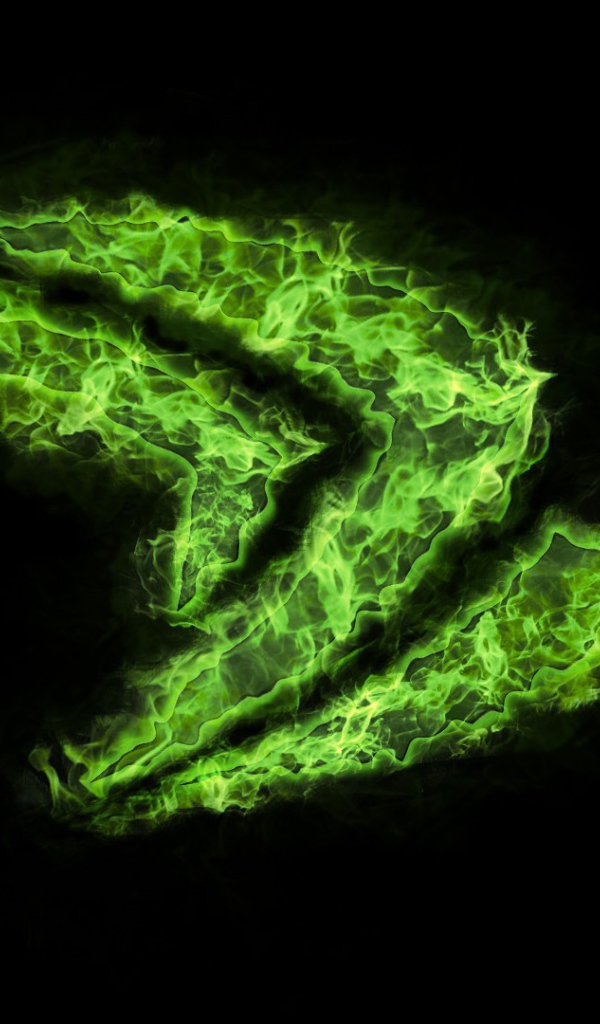 Логотип Nvidia из зеленого пламени
