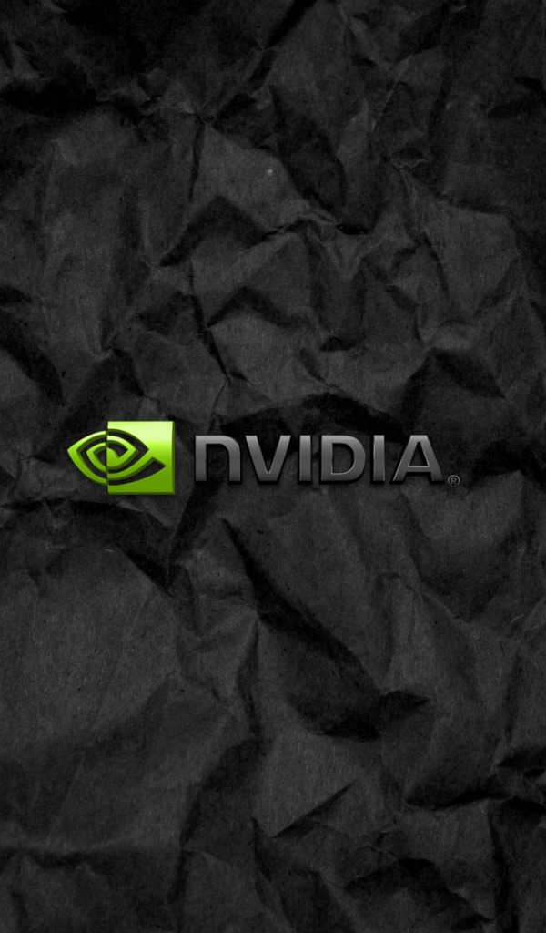 Символика Nvidia на мятой черной бумаге
