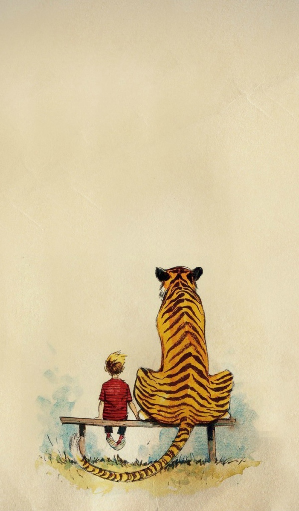 Мальчик и тигр из комикса Кельвин и Хоббс