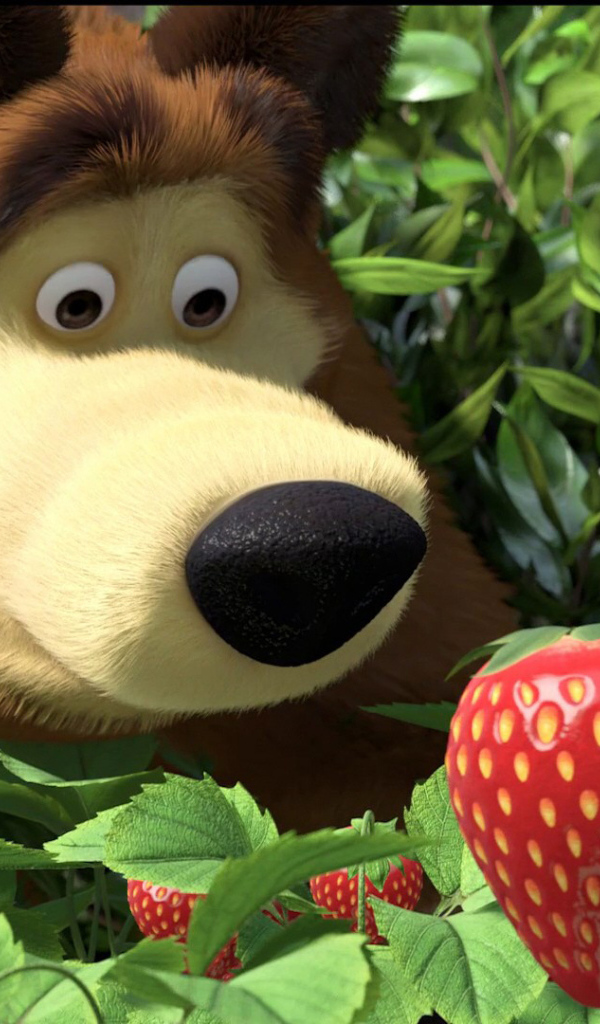 Медведь нашел клубнику, мультфильм Маша и медведь