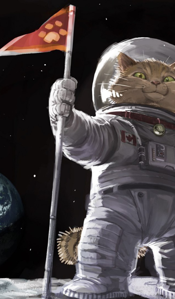 Кот космонавт на Луне