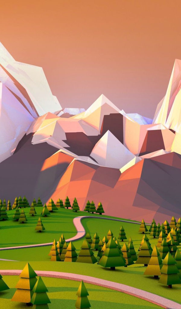 Кубический горный пейзаж